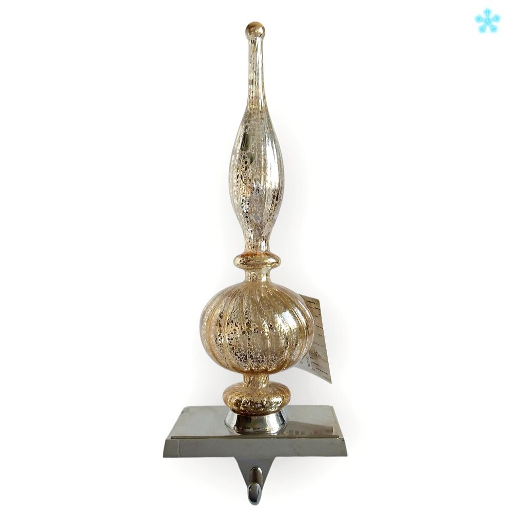 Dillards Southern Living Mercury Glass Finial Stocking Holder Gold Tone NWT